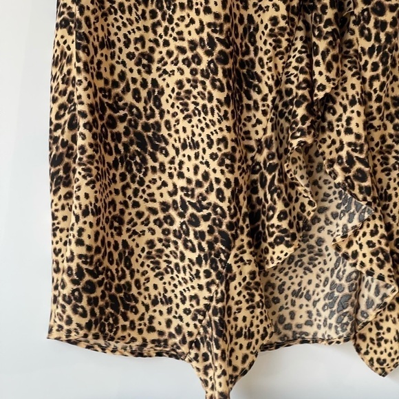 Women's Leopard Animal Print High Low Ruffled Skirt, Sz S - Picture 7 of 15